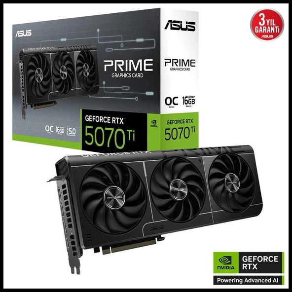 ASUS PRIME-RTX5070TI-O16G, 16Gb, 256Bit, GDDR7, 1xHDMI, 3xDP GAMING Ekran Kartı ürün görseli 1