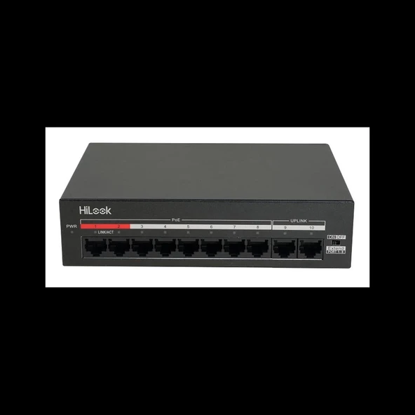 HILOOK NS-0110MP-60, 8 Port, Megabit, PoE 60W, 2 Port Megabit Uplink, Yönetilemez, Masaüstü Switch ürün görseli 1