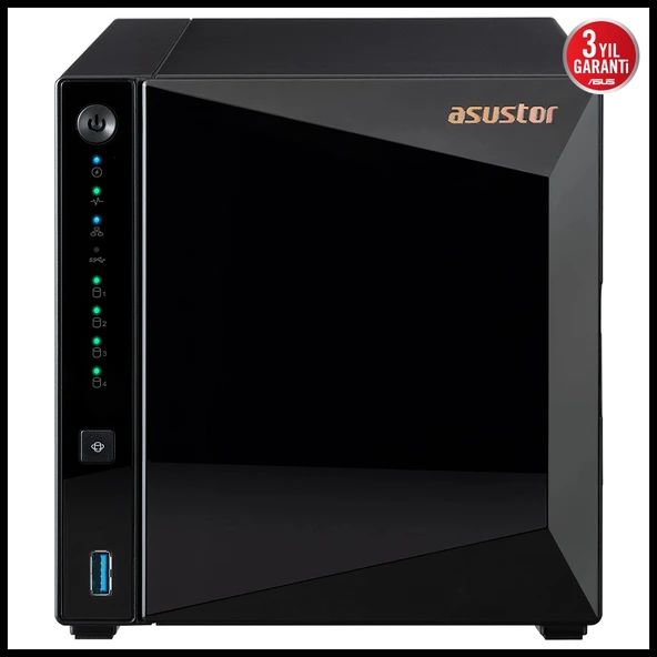 ASUSTOR AS3304T V2, 2Gb DDR4 Ram, 4 Yuvalı (4x20TB Destek), 1x2.5GbE Network, 3xUSB 3.2, Tower NAS (Yedekleme) Cihazı ürün görseli 1