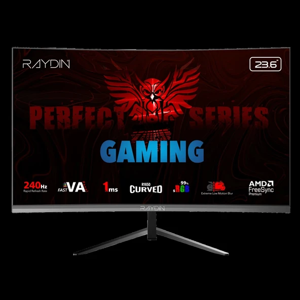 RAYDIN MM24RFA-240HZ, 23.6", 1ms, 240Hz, Full HD, 300 nits, HDMI, DP, Hoparlör, VA LED, R1650 Curved, Frameless, Fr ürün görseli 1