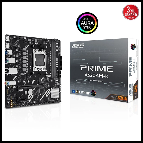 ASUS PRIME A620AM-K, 2xDDR5, 1x M.2, DP, HDMI, AM5 Soket Anakart ürün görseli 1