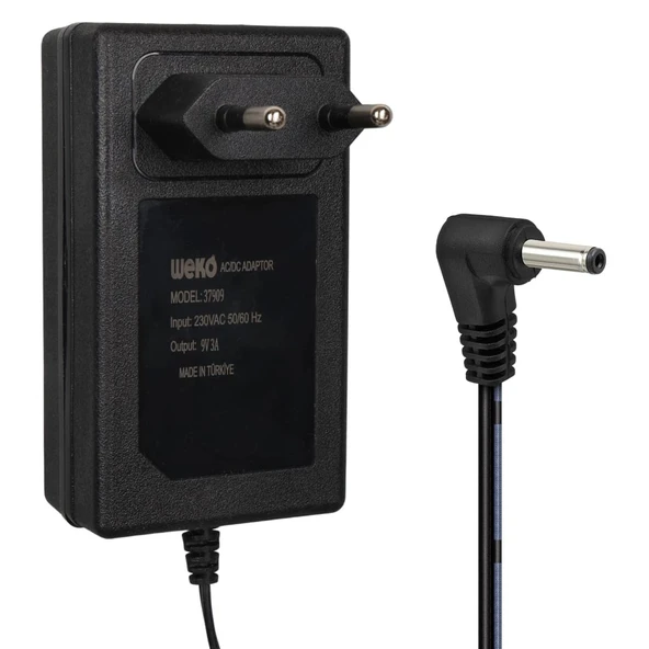 Weko WK-37909 9 Volt - 3 Amper 3.5*1.35 Mm Uçlu Yerli Üretim Priz Tipi Adaptör ürün görseli 1