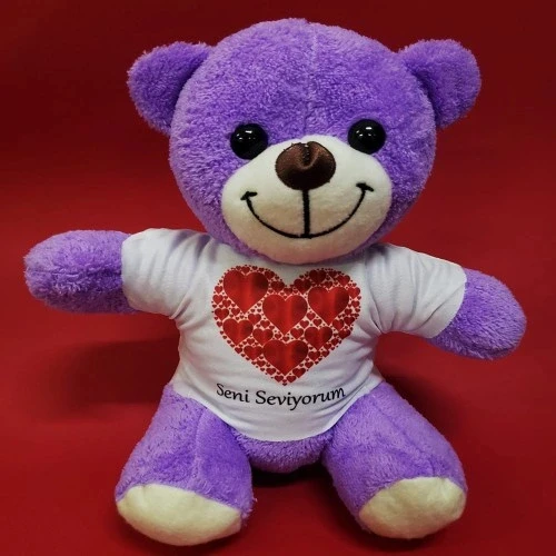 HERŞEYTREND Seni Seviyorum Baskılı Tişörtlü Peluş Ayıcık ürün görseli 1