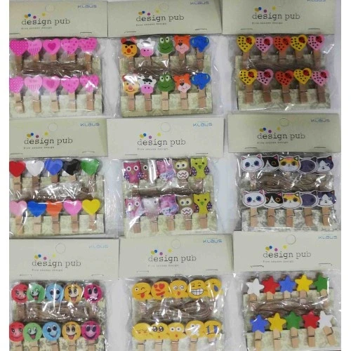 HERŞEYTREND Şekilli Renkli Ahşap Mandal Seti (10'lu Paket) ürün görseli 1