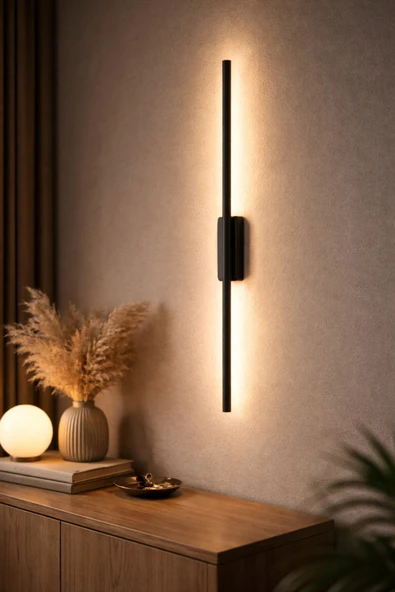 VOLTMARKET 80 cm PİLLİ Siyah Kasa Gün Işık Banyo Duvar Ayna Tablo Aydınlatma Çubuk Led Aplik OVAL TAS ürün görseli 1