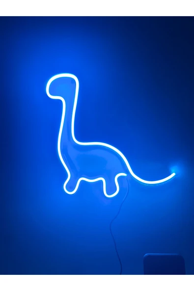 VOLTMARKET DinoGlow – 3D Baskı Dinozor Neon LED Duvar Aydınlatması (Mavi Işık) 28CM ürün görseli 1