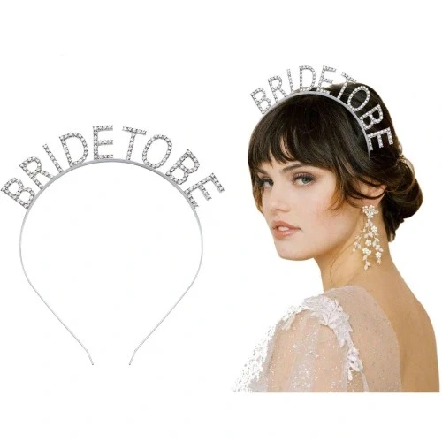HERŞEYTREND Gümüş Kaplama Kristal Taşlı Bride To Be Gelin Tacı ürün görseli 1