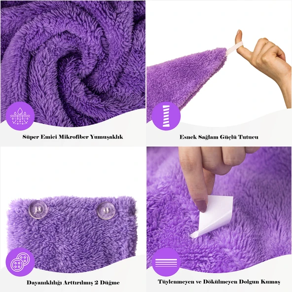 2'li Paket Mikrofiber Saç Havlusu - Resim 2