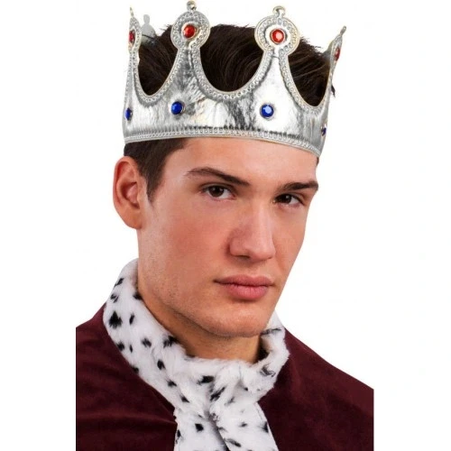HERŞEYTREND Kral Tacı Gümüş Renk Kumaş Malzeme Yetişkin Boy ürün görseli 1