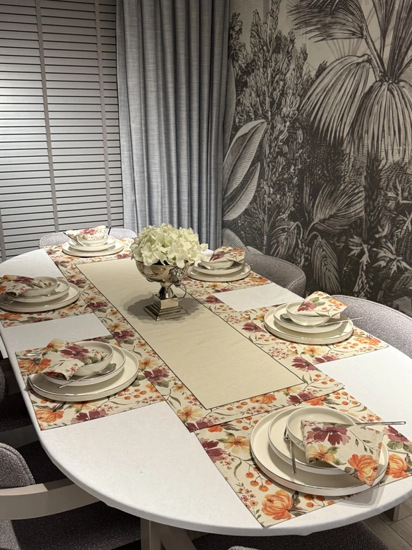 Keten Ay Desen Runner 40X140 cm - Resim 3