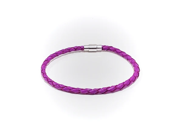 Amethyst Flash Örgü Deri Bileklik – Çelik Kilitli-1365 - Resim 2