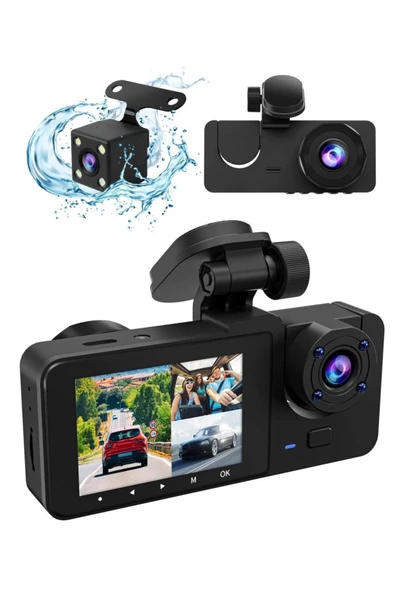 çağdaşstore Çift Lensli Full HD 1080P Araç İçi Kamera DVR 170 Geniş Açı G-Sensör, Döngü Kaydı, Gece Görüşü ürün görseli 1