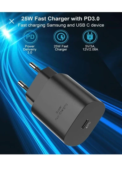 FİOPLUS Samsung Tüm Modellere Uyumlu Süper Hızlı Şarj 25w Usb c Şarj Adaptörü ürün görseli 1