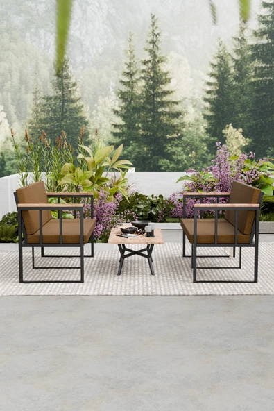 Wood House RETRO 2'Lİ BAHÇE TAKIMI (KAHVE) ürün görseli 1