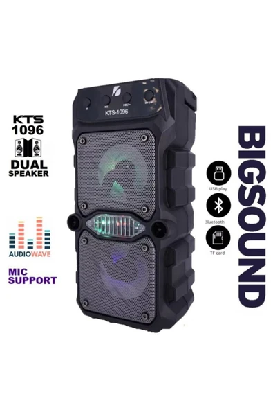 FİOPLUS Bluetooth Hoparlör Parti Hoparlörü Işıklı Ses Bombası Radyo Usb Sd Girişli I069 Çift Hoparlör 3x2" ürün görseli 1