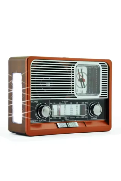 FİOPLUS K-105 Fenerli - Saat Göstergeli Nostaljik Radyo - FM RADYO -SD-AUX-BT-USB- ürün görseli 1