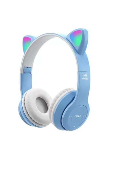 FİOPLUS Kedi Kulağı Bluetooth Kablosuz Kulaklık Rengarenk Işıklı Rgb Pembe Çocuk Oyun Kulaklığı ürün görseli 1