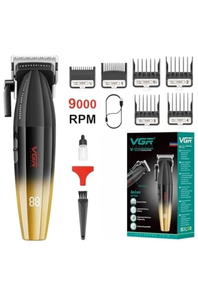 VGR Saç Kesme Profesyonel Saç Düzeltici Kesme Akülü Saç Kesme Makinesi 9000rpm V-003 Sarı ürün görseli 1