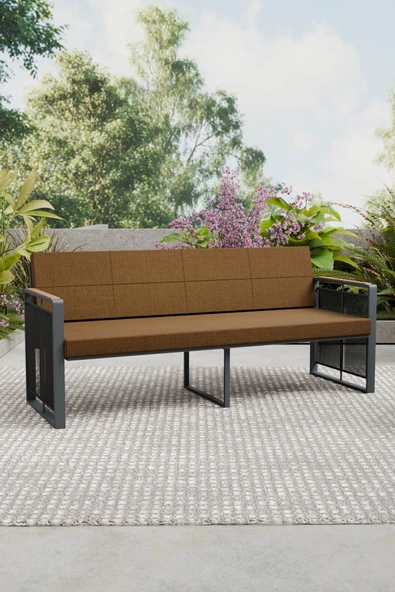 Wood House SERA 3'LÜ KOLTUK (antrasit-kahve) ürün görseli 1