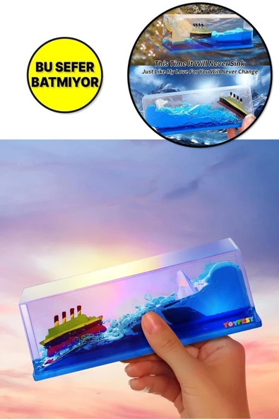 FİOPLUS Titanik ve Buz Dağı Hediyelik Dekoratif Ev ve Ofis Hediyesi Özel Aşk Gemisi - 15.2 cm ürün görseli 1