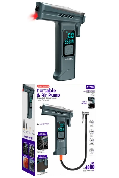 Sarftech Tüm Araçlarla Uyumlu Kablosuz 150PSI 4.000mAh LI-ION Batarya Taşınabilir Kompresörlü Hava Pompası ürün görseli 1