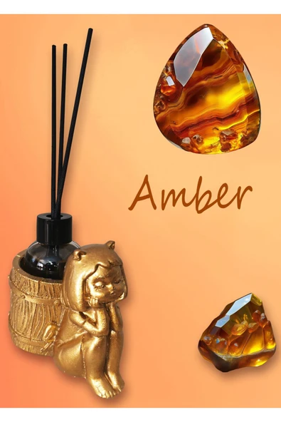 Al Ver Gülüm Amber Esanslı Oda Kokusu-Çubuklu Cam Şişe 50ml -Kedi Kız Figürlü Biblo Tasarım ürün görseli 1