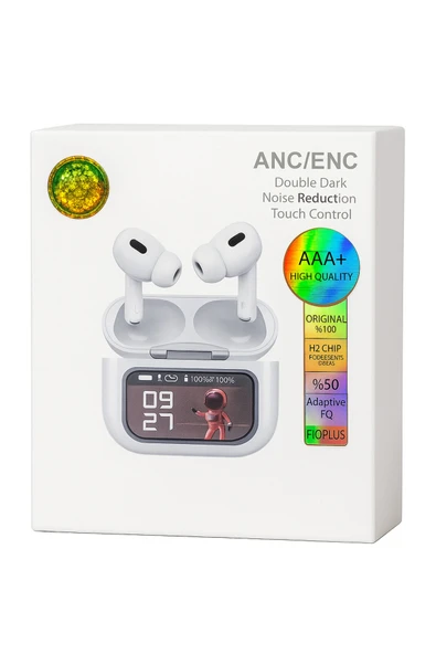 ANC Akıllı Ekranlı Bluetooth Kulaklık  ANC ENC H2 Chip TypeC Şarj  Dokunmatik Kontrol ürün görseli 1