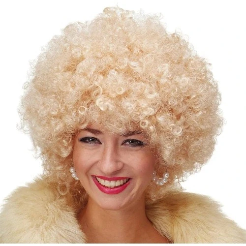 HERŞEYTREND Altın Renk Kıvırcık Afro Parti Peruğu ürün görseli 1