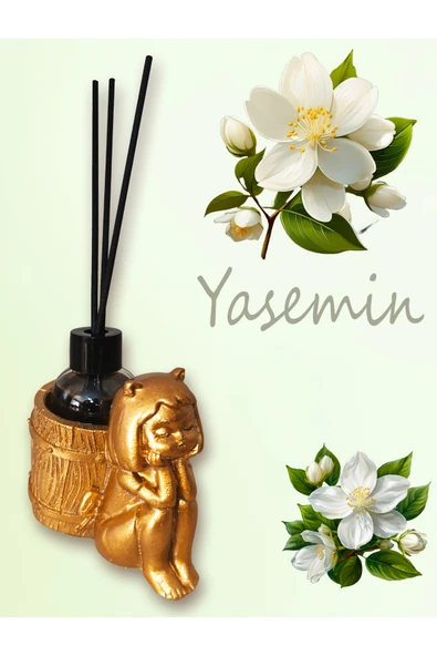 shop Yasemin Esanslı Oda Kokusu-Çubuklu Cam Şişe 50ml -Kedi Kız Figürlü Biblo Tasarım ürün görseli 1