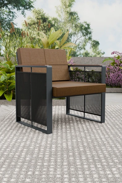 Wood House SERA TEKLİ KOLTUK (antrasit-kahve) ürün görseli 1
