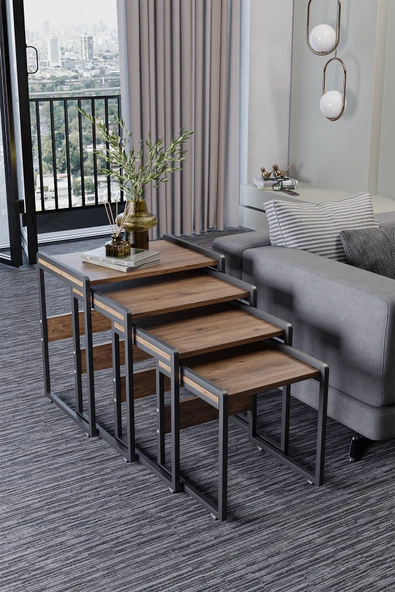 Wood House LARA 4'LÜ ZİGON SEHPA ÇAM ürün görseli 1