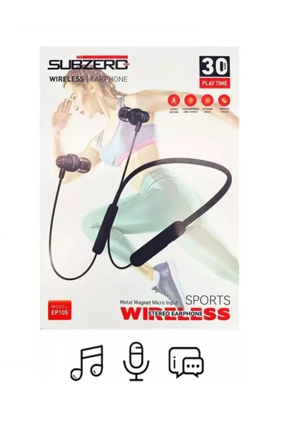 Subzero Kablosuz Sporcu Kulaklık 30 Saat Bluetooth 5.0 Boyun Askılı Mıknatıslı Ep105 ürün görseli 1