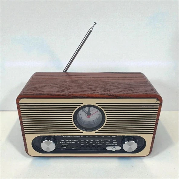 Everton RT-566 Bluetooth-USB-SD-FM Şarjlı  Saatli Nostaljik Radyo ürün görseli 1
