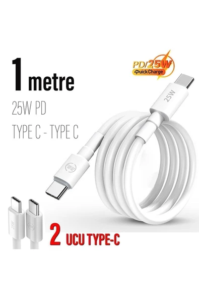 Subzero 25w Hızlı Type-c Şarj Kablosu Çift Taraflı Type-c To Type-c 25w Pd Şarj Kablo 1metre ürün görseli 1