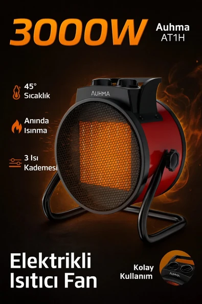 gunkes 3000 Watt Sıcak Hava Üfleyen Fan Radyatör Taşınabilir Elektrikli Portatif Isıtıcı Soba Fanlı Isıtıcı ürün görseli 1