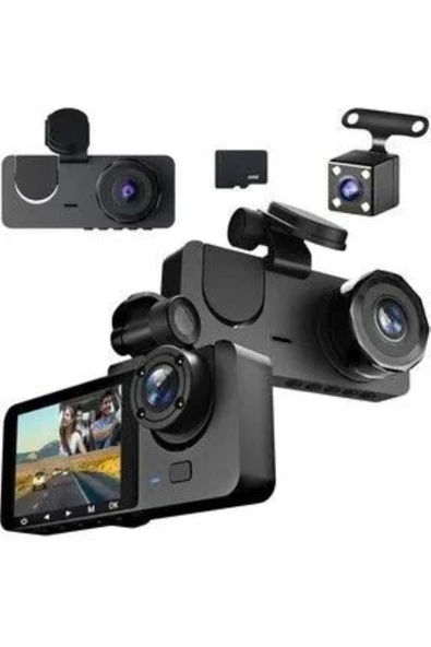 JOYTECH Üç Kameralı 1080 Full HD Araç İçi Kamera  G-Sensor Özellikli Güvenlik Çözümü Geri Görüşlü ürün görseli 1