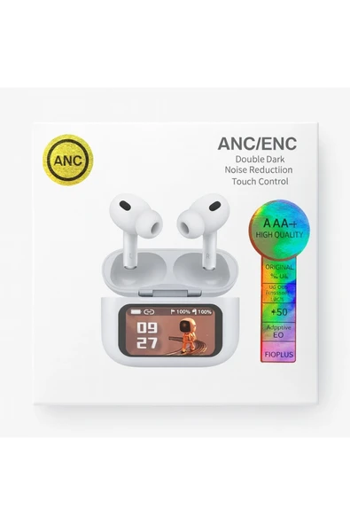 FİOPLUS A9 Pro ANC Bluetooth Kulaklık  LED Ekranlı, Gürültü Engel, 24 Saat Şarjlı Selfie Kumandalı Headset ürün görseli 1