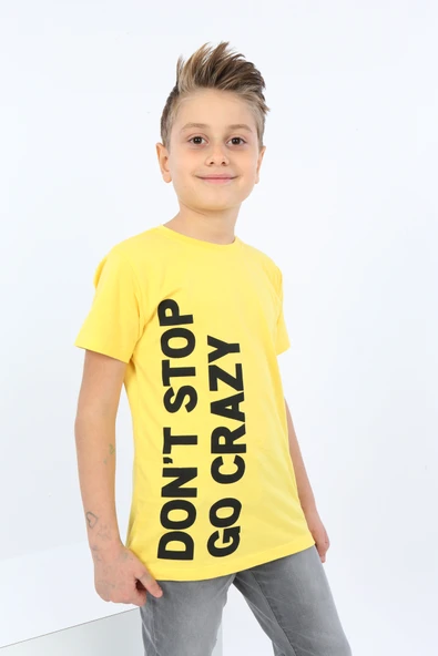 Toontoy Erkek Çocuk Baskılı Bisiklet Yaka Kısa Kollu Tişört ürün görseli 1
