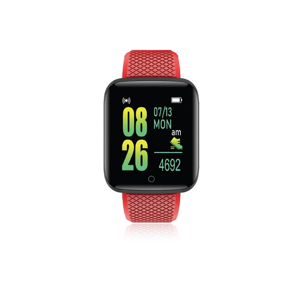 Polosmart PBS153 Titreşimli Adım Sayar Müzik Kontrol Spor Mod Bluetooth Akıllı Saat Kırmızı ürün görseli 1
