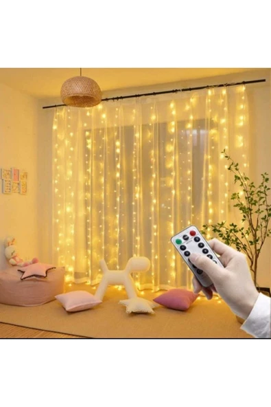 Adeyo Store Kumandalı 8 Ayrı Moda Sahip 3mx3m ( 300 Cm X 300cm ) Perde Led Peri Led Usb ürün görseli 1