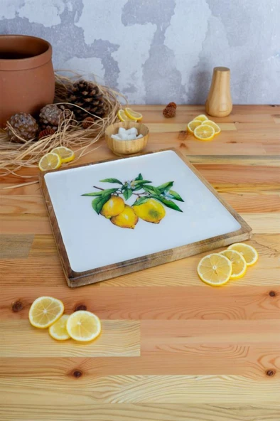 Bambum Kangura - Mango Ağacından Kare Tepsi Limon Büyük ürün görseli 1