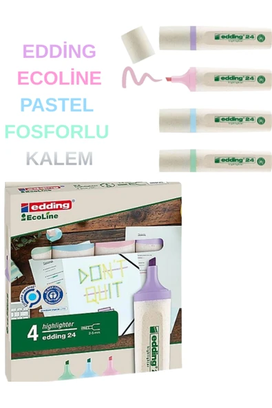 24 EcoLine Pastel Fosforlu Kalem 4’lü Set – Çevre Dostu ve Yumuşak Renkler ürün görseli 1