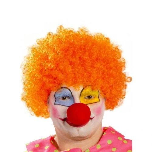 HERŞEYTREND Turuncu Renk Kıvırcık Afro Palyaço Seti ürün görseli 1