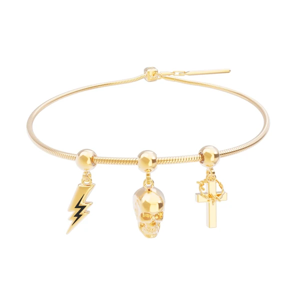 Chocli 18 Ayar Altın Kaplama Charm - Skull - Resim 2