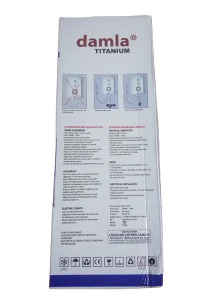 Damla Titanium Elektrikli Şofben + Sıgorta Ve Kutusu Dahıl Paket - Resim 4