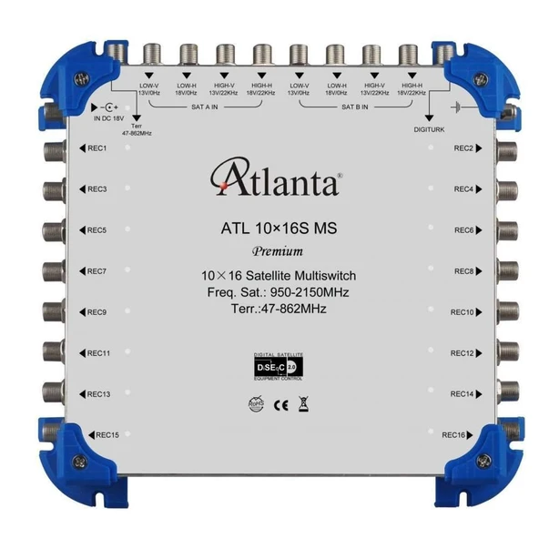 Atlanta 10/16 10x16 Santral Merkezi Sistem Multiswitch ( Sonlu ) + Adaptör ürün görseli 1