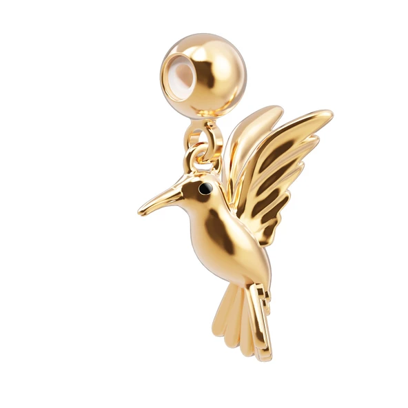 Chocli 18 Ayar Altın Kaplama Charm - Hummingbird ürün görseli 1