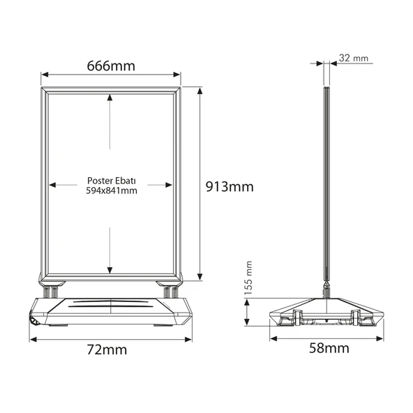 Wind Pro A1 (60x85cm) Gri Kaldırım Panosu - Resim 12