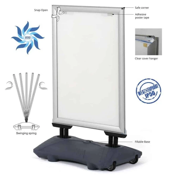 Wind Pro A1 (60x85cm) Gri Kaldırım Panosu - Resim 6