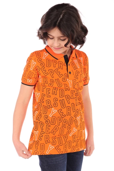 Toontoy Erkek Çocuk Baskılı Polo Yaka Düğmeli Kısa Kollu Tişört ürün görseli 1